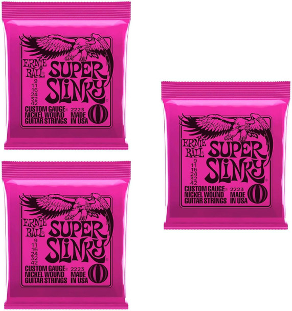 Ernie Ball Super Slinky Electric Guitar Strings 9-42 - Pack of 3 Sets (P02223)