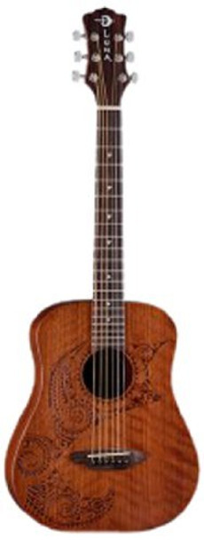 Luna Safari Series Tattoo Travel-Size Dreadnought Acoustic Guitar