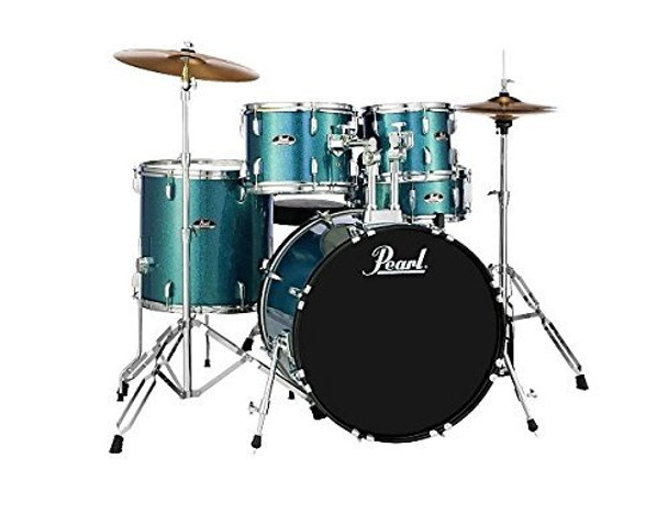 Pearl Roadshow Drum Set 5-Piece Complete Kit with Cymbals and Stands, Aqua Blue (RS525SC/C703)