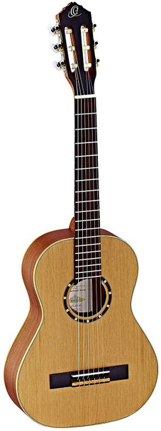 Ortega Guitars 6 String Family Series 1/2 Size Nylon Classical Guitar w/Bag, Right, Cedar Top-Natural-Satin, (R122-1/2)