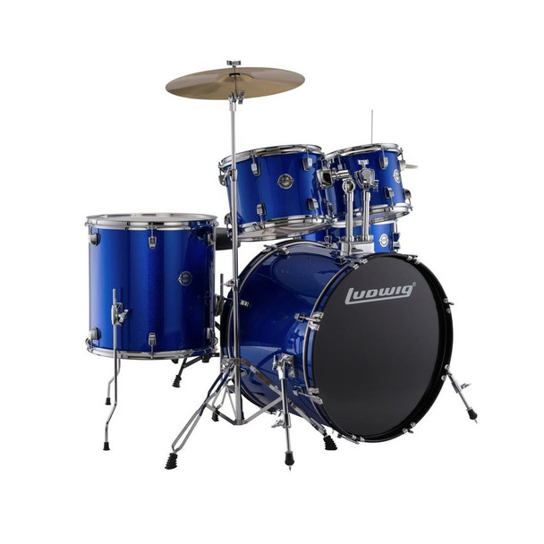 Ludwig Accent Drive Blue 5-Piece Drum Set (Includes Hardware, Throne, Pedal, Cymbals, Sticks and Drum Key)