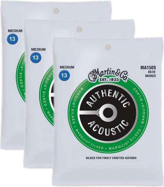 Martin MA150S Authentic Marquis Silked Medium Acoustic String 3-Pack