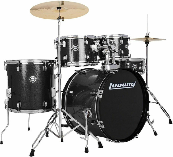 Ludwig 5 Piece Accent Drive Complete Drum Package with Cymbals (Black)