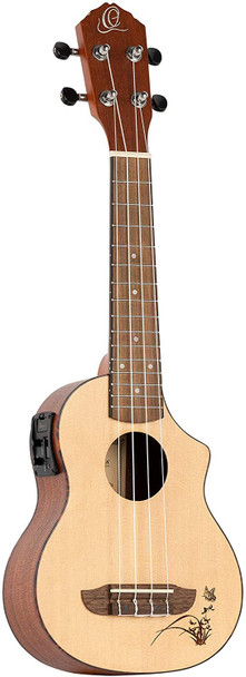 Ortega Guitars RU5CE-SO RU Series Soprano Ukulele with Spruce Top, Sapele Body, and Pickup