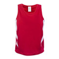 kids quick dry contrast singlet | red+white