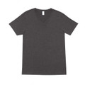 Charcoal marl v-neck t-shirt with short sleeves and smooth flat chest panel for decoration
