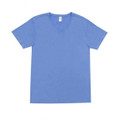 Carolina blue marl v-neck tee with short sleeves and smooth chest panel for decoration