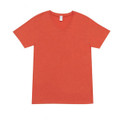 Coral marl v-neck t-shirt with short sleeves and relaxed fit on white background