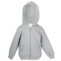 Grey marle zip-up hoodie with kangaroo pockets and full-length zipper for kids
