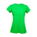Women's fitted heather kelly green crew neck tee with short sleeves, flat lay packshot