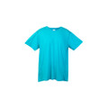 Turquoise heather crew neck tee with short sleeves and smooth flat front panel