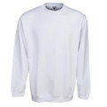 White fleece crewneck sweatshirt with ribbed cuffs and hem, plus size fit