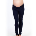 Navy maternity leggings with under-bump waistband and slim fit design