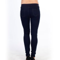 Navy maternity leggings with elasticated waistband and back pockets, rear view