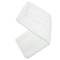 White bamboo hand towel folded lengthwise showing soft terry texture and hemmed edges
