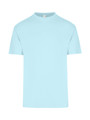 Pale blue crew neck t-shirt with short sleeves and smooth finish