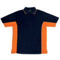 Black+Orange Royal Ladies Quick Dry Contrast Panel Polo Shirt, a breathable, moisture-wicking athletic top featuring stylish contrast side panels, ideal for team or corporate wear.