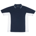Navy+White Royal Ladies Quick Dry Contrast Panel Polo Shirt, a breathable, moisture-wicking athletic top featuring stylish contrast side panels, ideal for team or corporate wear.