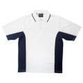White+Navy Royal Ladies Quick Dry Contrast Panel Polo Shirt, a breathable, moisture-wicking athletic top featuring stylish contrast side panels, ideal for team or corporate wear.