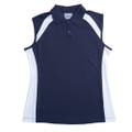 buy ladies sleeveless contrast polo shirts | navy+white