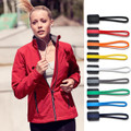 Red soft shell jacket with black contrast zip and side pockets shown with colour swatches