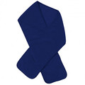 Navy blue polar fleece scarf with rounded ends and visible soft texture