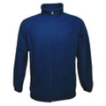 Navy polar fleece jacket with full zip front and high collar for youth decoration