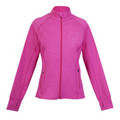 Hot pink heathered women's zip-up jacket with stand collar and side pockets