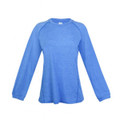 Sky blue heather ladies long sleeve tee with contrast raglan sleeves and crew neckline