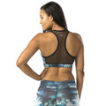 ONDAS Printed Padded Crop Top featuring a vibrant wave-patterned geometric print, removable padding for support, and moisture-wicking fabric for yoga and fitness.