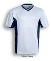 White/Navy MIDFIELD Kids Soccer T-Shirt Jersey, a breathable, quick-dry athletic top ideal for junior football team uniforms, training, or school sports.