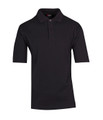 Black cotton jersey polo shirt with classic collar and three-button placket