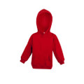 Red cotton-rich kids hoodie with kangaroo pocket and ribbed cuffs