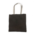 Black jute tote bag with natural cotton webbing handles and flat front panel for decoration