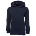 Navy fleece hoodie with kangaroo pocket and ribbed cuffs for children