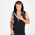 wholesale plain mens sleeveless zip hoodie jacket 
