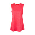 Heather red sleeveless tank top with relaxed fit and curved hem on white background