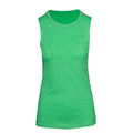 Kelly green heathered sleeveless tank top with round neckline and classic fit