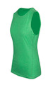 Heather green sleeveless tank top with crew neckline and curved hem shown on angle