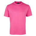 Hot pink cotton crew neck t-shirt with short sleeves and smooth jersey fabric finish