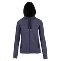 Navy Heather Plain North women's cotton face polar fleece hoodie jacket, featuring a full zip and high neck collar for warmth, ideal for winter outdoor wear and casual layering.