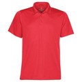 Bright red short sleeve polo shirt with matching collar and three-button placket