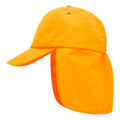 Bright orange microfibre legionnaire cap with curved peak and long neck flap for sun protection