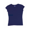 Navy Plain Beth women's slim-fit V-neck T-shirt, made from 100% soft combed cotton, perfect for bulk custom printing and casual wear.