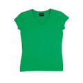 Kelly green v-neck women's t-shirt with short sleeves and fitted silhouette