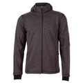 Charcoal heather fleece jacket with detachable hood and full-length black zip