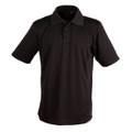 Black bamboo charcoal polo shirt with collar and button placket in short sleeves