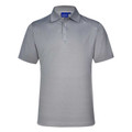 Grey bamboo charcoal polo shirt with contrast paneling on shoulders and button placket