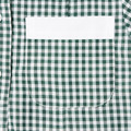 Forest green and white gingham check school dress with white zip-closure pocket panel