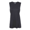 Charcoal grey sleeveless muscle tank with low-cut armholes and relaxed fit